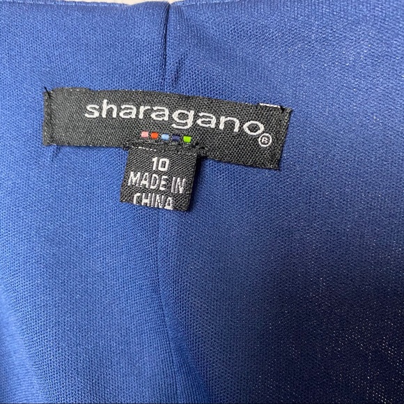 Sharagano Teal Blue Embroidered Sleeveless Ruffle Hem Dress 10 NEW NWT - Picture 8 of 9